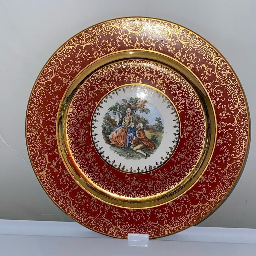 Vintage Eastern China N. Y. USA 22K Gold Plate In Burnt Orange Victorian